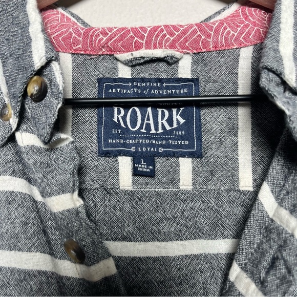 Roark Gray and White Striped Casual Button Down Shirt - Picture 4 of 10